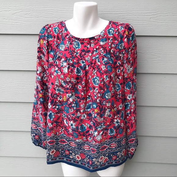NWT LOFT Floral Print Long Sleeve Blouse - Picture 2 of 5